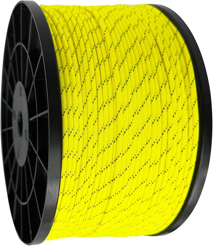 Reflective Paracord 550 lb, 7 Strand Paracord Rope 1000ft 4mm, Nylon Parachute Cord for Camping, Neon Yellow