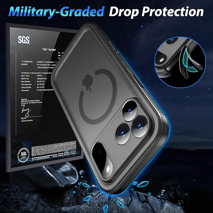 SPORTLINK for iPhone 17 Pro Case - IP68 Waterproof Military Protective Full Body Heavy Duty Shockproof 360 Sealed Dustproof with Camera Screen Protector Phone Cover for iPhone 17 Pro 6.3" M/Black