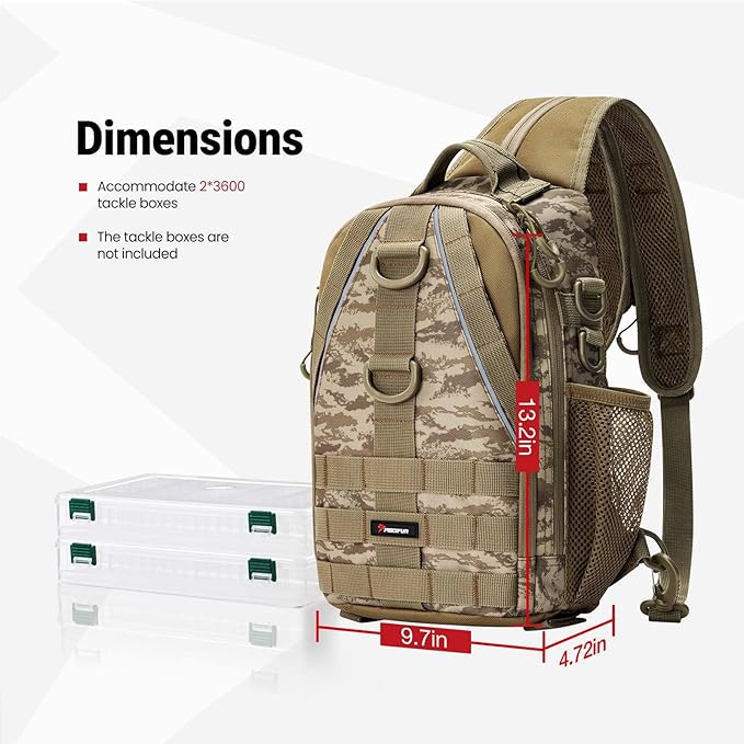 Piscifun Fishing Backpack with Rod Holder, Lightweight Sling Bag Storge Gear and Equipment