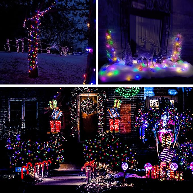 suddus 66ft 200 LED Outdoor String Lights, Multi Color Fairy Lights Battery Operated with Remote, Led Twinkle Lights for Bedroom, Backyard, Wedding, Tree, Mason Jar, Wall, Centerpiece, Christmas