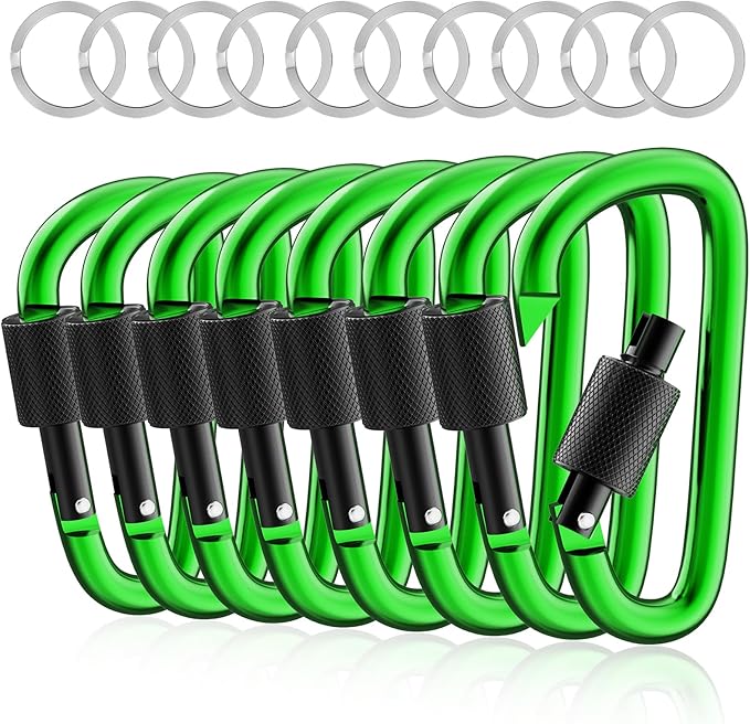 sprookber 3" Locking Carabiners | Keychain Carbineers D Ring Key Clip Spring Snap Hook for Multi-Usage | Set of 8