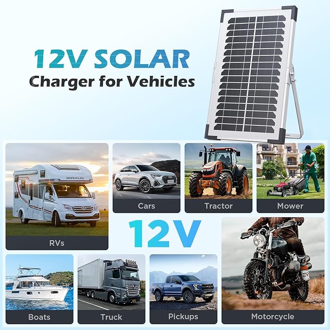 15W Solar Battery Maintainer, 2PCS 7.5W 12V/24V Waterproof Solar Battery Charger with Smart Controller, Low-Iron Tempered Glass Solar Panel for 12V LiFePO4 Battery Dump Trailer Automotive Boat