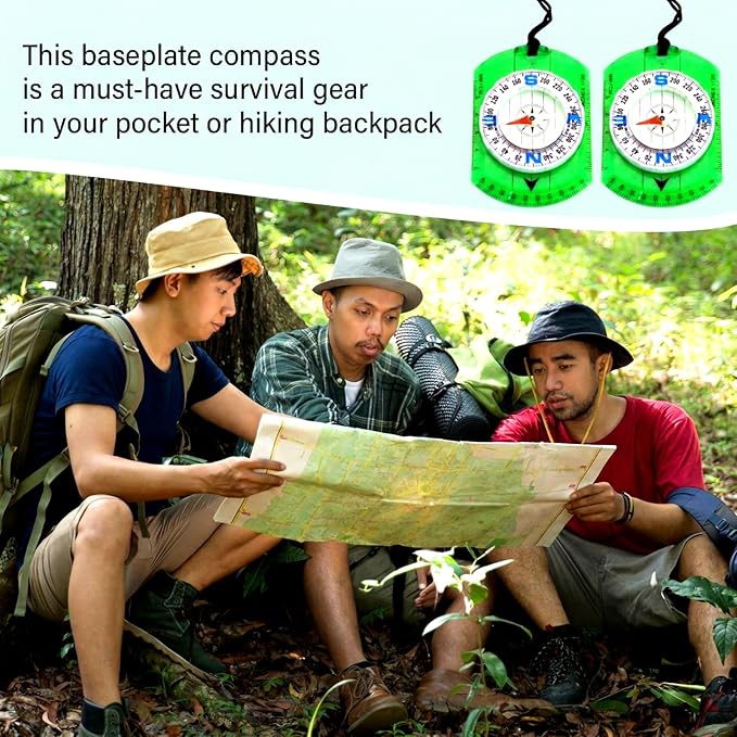 50 Pack Orienteering Compass Bulk Advanced Baseplate Compass Hiking Survival Camping and Navigation Tool Survival Gifts for Hiking Camping Backpacking Map Reading
