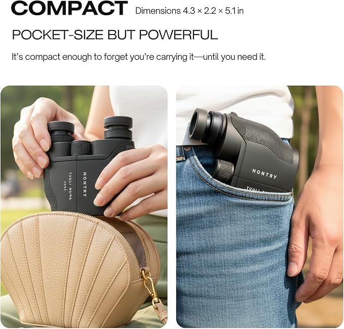 Hontry Binoculars for Adults and Kids, 12x25 Compact Binoculars for Bird Watching, Travel, Concerts, Hunting and Crusie Ship