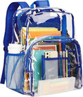 Vorspack Clear Backpack Heavy Duty PVC Transparent Backpack Extra Large Clear Backpacks with Reinforced Strap for College Workplace Security - Blue
