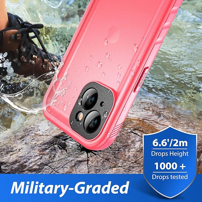 SPORTLINK Design for iPhone 14 Waterproof Case - Shockproof Dustproof Phone Case with Screen Protector for iPhone 14, Full Body Protective Case for iPhone 14 Cover 6.1'' Pink