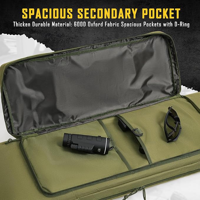 DULCE DOM 32/36/42/48/52 inch Double Rifle Case Soft Gun Bag for Rifles Pistols Storage & Transportation, All Around Shooting Range Tactical Backpack for Hunters Shooters, Gift for Boyfriend, Husband