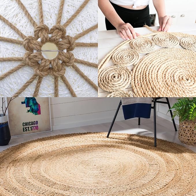 Vanhench Jute Rope 5MM (1/5 inch) 106 ft 6Ply Twisted Heavy Duty and Thick Twine Rope Bulk for Crafts Projects Cat Scratcher Post Tree Gift Wrapping Arts & Crafts Home Decoration Packing Christmas