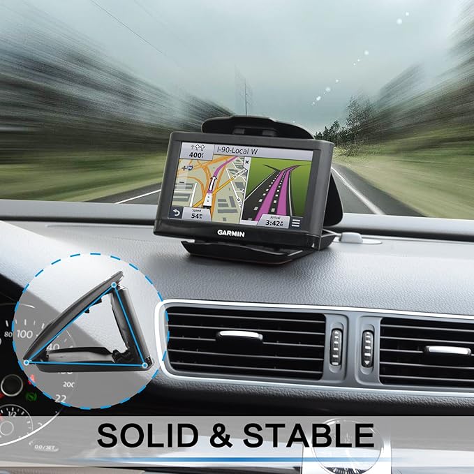 GPS Dash Mount [Matte Black Dock] for Garmin Nuvi Drive Dezl Drivesmart, Tomtom, Magellan Roadmate, Rand McNally, Navman, Cell Phone - Car Adhesive Non-Slip Dashboard Replacement Holder for Satnav