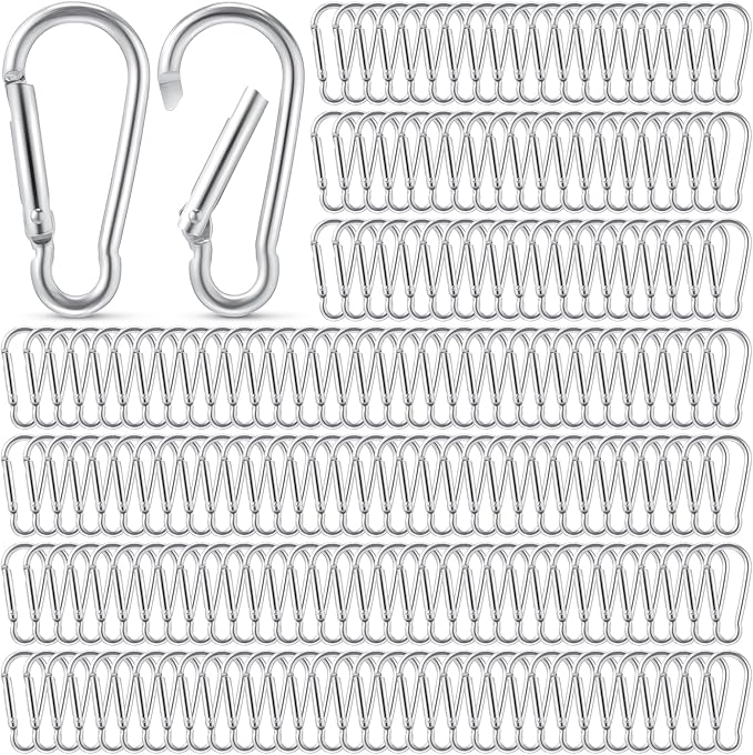 Yaocom 300 Pcs 2" Carabiner Bulk Small Carabiner Clip for Keys Spring Snap Hooks Aluminum Alloy Keychain Clip for Hanging Camping Backpacking Hiking Traveling Fishing Outdoor