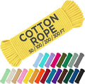 TECEUM Cotton Rope 3/16” (5 mm) – 100 FT – Strong All-Purpose Braided Rope – Natural Cotton – for Crafting, Сamping, Clothes Line, DIY, Indoor & Outdoor Use – Yellow