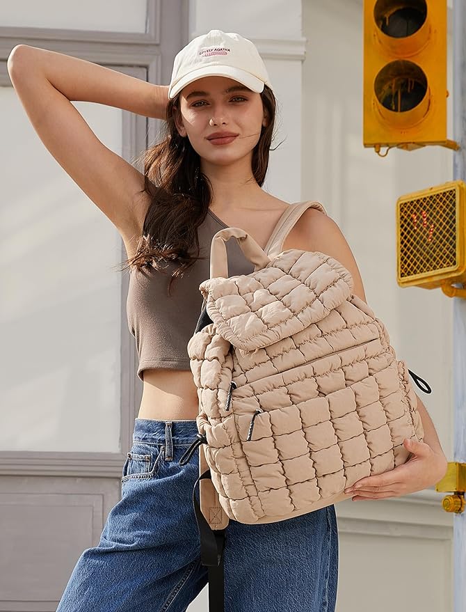 CLUCI Puffy Quilted Backpack Purse for Women, Casual Lightweight Daypack for Women Travel | Purse, Casual, Lightweight, Travel
