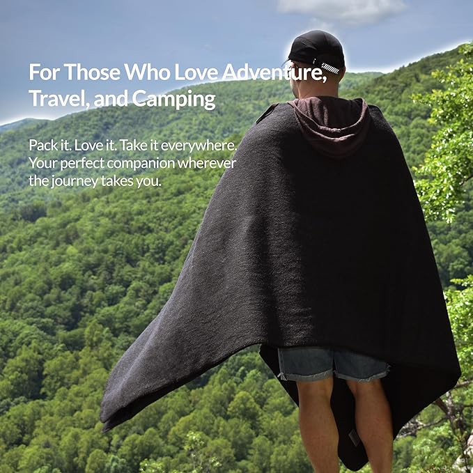Military Style Wool Blanket – Cushioned, Breathable, Durable, Warm & Washable – Double-Stitched Border – Great for Camping, Outdoor, First Aid, Travel, Car – Fire Retardant – 64"x90" 4.7 lb (Charcoal)