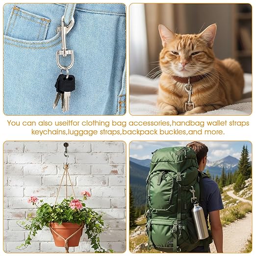 36 Pcs Swivel Snap Hooks, 2.76 Inch Heavy Duty Flag Clasp Single Ended Clip Hooks, Dog Leash Snap-Hook Multipurpose Bolt Snap for Pet Collar Keychain Camera (Silver)