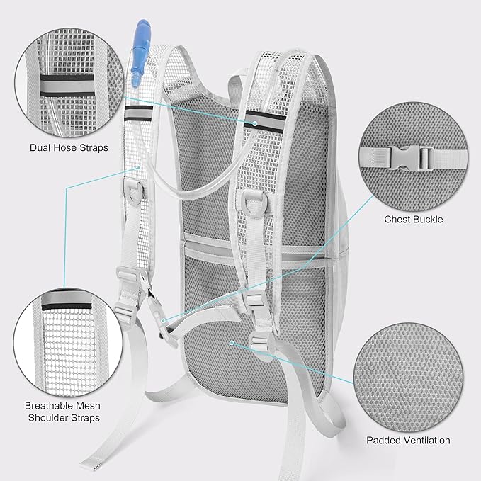 MIYCOO Hydration Backpack - Lightweight Water Backpack with 2L Water Bladder Bag, Running Hydration Vest Backpack for Men Women, Hydration Pack for Hiking, Cycling, Climbing