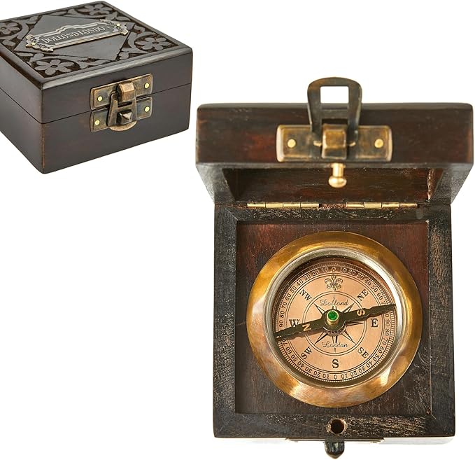 Handmade Antique Vintage Brass Compass | Exquisite Nautical Compass | Home Decor | Pocket Compass Gift for Every Occasion | Super7One