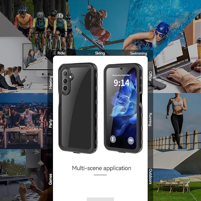 Hllhunkhe for Samsung Galaxy A16 5G Case Waterproof, [IP68 Waterproof Dustproof] [Built-in Screen Protector] Rugged Full Body Underwater Shockproof Protective Cover for Galaxy A16 5G Phone Case Black