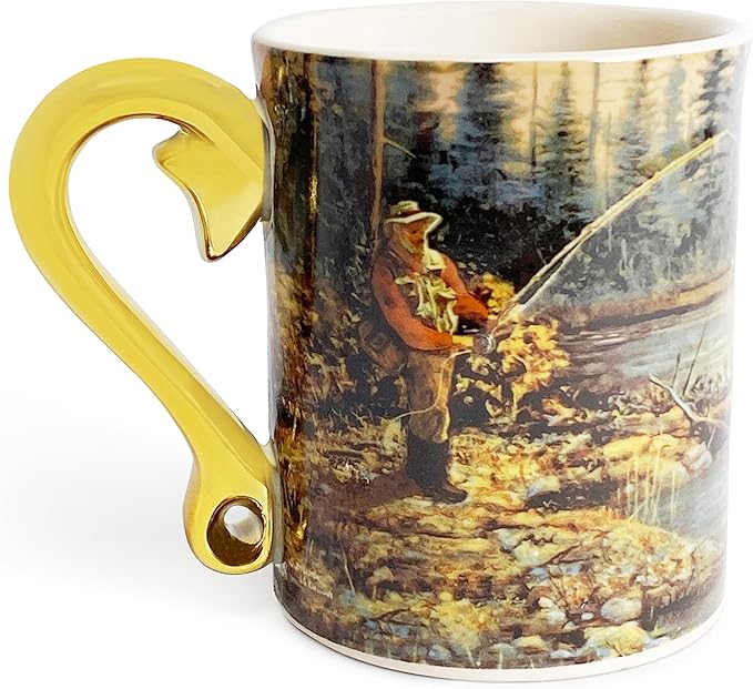 Rivers Edge Products 3D Ceramic Coffee Mug with Handle, 15 Ounces, Espresso Cups and Coffee Cups Ceramic, Perfect for Coffee, Expresso, Latte, or Tea