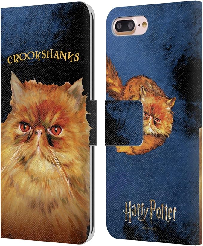 Head Case Designs Officially Licensed Harry Potter Crookshanks Prisoner of Azkaban II Leather Wallet Case Compatible with Apple iPhone 7 Plus/iPhone 8 Plus