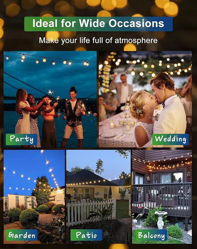 Zuske Solar String Lights Outdoor Waterproof 150FT with USB Port and 73 Shatterproof G40 Bulbs(3 Spare), LED Solar Powered Patio Lights for Outside, Porch, Backyard, Gazebo, Garden(Warm White)