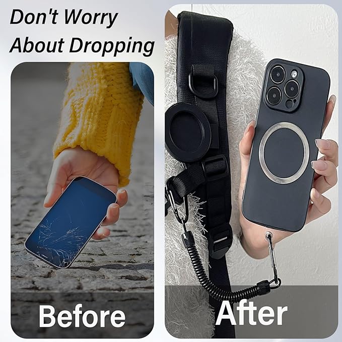 Upgraded Magnetic Belt Clip with Anti-Theft Chain for Hiking, Travel, Outdoor, Detachable Strong N52 Magnetic Clip Compatible with iPhone, Samsung, Google, Moto & More XT2