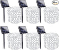 6 Pack Solar String Lights Outdoor, Extra-Long 600LED Solar Fairy Lights Outdoor Waterproof, Solar Twinkle Lights Silver Wire 8 Modes Solar Outside Lights for Xmas Tree Party Wedding (Cool White)