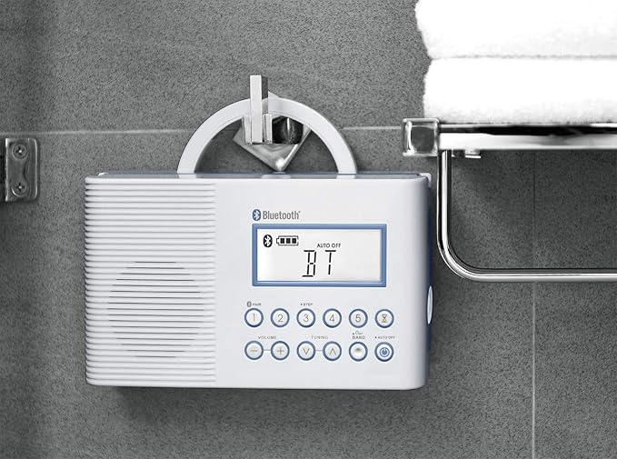 Sangean H202 AM/FM Weather Alert Waterproof Shower Radio, White