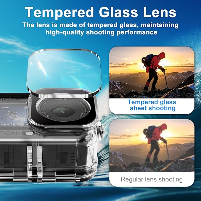 FitStill Waterproof Diving Case Only for DJI OSMO Action 6,196FT/60M Underwater Shell Anti-Scratch Invisible Dive Protective Cover Housing with 1/4 Adapter Mount Action6 Camera Accessory