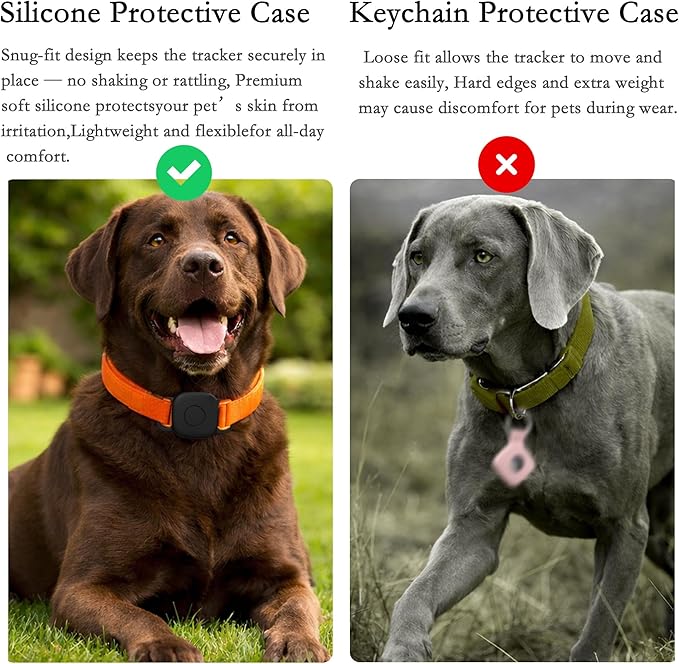 Waterproof Dog Collar Holder for Life360 Tile Mate 2024/2022 Tracker, 2 Pack Anti Lost Soft Silicone Case for cat pet Necklace, Protective Cover Accessories for Tile Tracker Finder (Blue/White)
