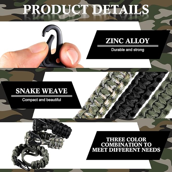 Shappy 3 Pcs Paracord Keychain Weave 550 Paracord 9 Inch Tactical Lanyard Wallet Accessories Camping Fishing Hunting Outdoor