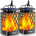 TomCare Solar Lights Outdoor Flickering Flame Solar Lantern Outdoor Hanging Lanterns Decorative Outdoor Lighting Solar Powered Waterproof LED Flame Lights for Patio Garden, 2 Pack(Black)