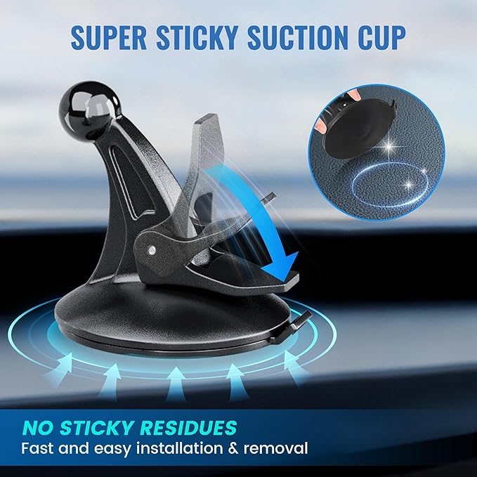 EWAY 2PCS GPS Car Holder Mount for Garmin Nuvi Windshield Dashboard with Strong Suction Cup, 17mm Swivel Ball Mounting Pattern Replacement for Garmin GPS Navigator Navigation Car Dash Mount Cup Holder
