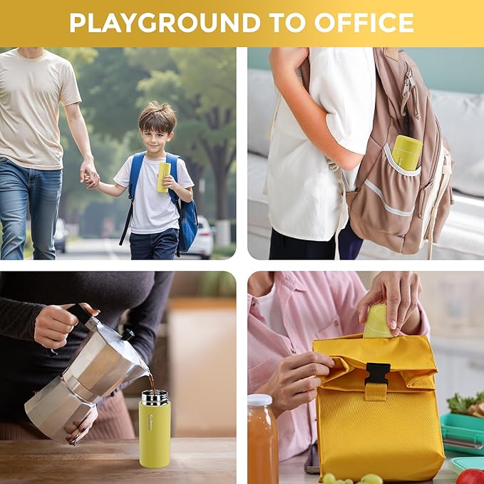 【Upgraded】Exllena Small Insulated Water Bottle 8 oz/250ml– Mini Insulated Water Bottle for Hot & Cold Drinks, Perfect Small Flask for Travel, Purse...(Yellow)