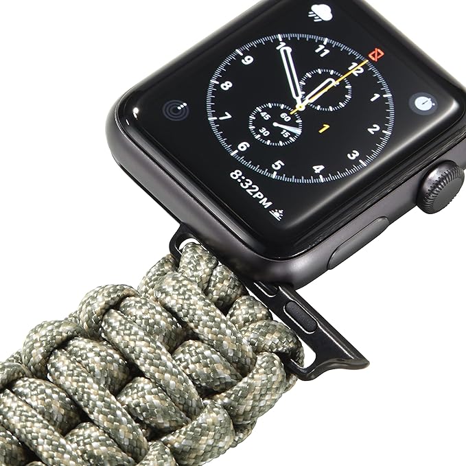 Savior Survival Gear Paracord Watch Band, Compatible with Apple Watch Band 49mm 46mm 45mm 44mm 42mm, iWatch Band Series Ultra 10 9 8 7 6 5 4 3 2 1 SE, Adjustable strap for men ( Digital Camo, X-Large)