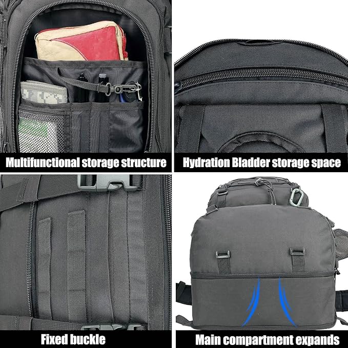 Miramrax Tactical Backpack Military Army Daypack - Assault Pack for Men Molle Backpacks Bug Out Bag 3 Day Pack for Hiking Camping Travel Hunting Rucksack Trekking Grey
