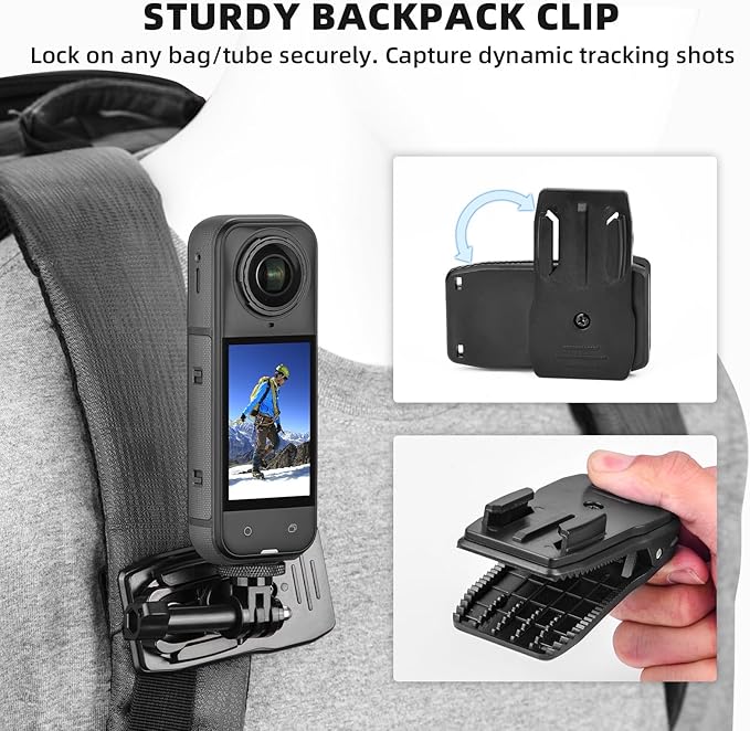 BRDRC Accessories Kit for Insta 360 X5 X4 Air, Chest Mount Head Strap Harness Backpack Clip Holder Wrist Strap, 360°Rotating Adapter + Quick Release for Insta360 One X5 X4 X3 X Camera Accessory Bundle