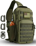 Rover Sling Pack Tactical Shoulder Sling Bag Backpack with Bottle Holder Crossbody Chest Bag, Olive