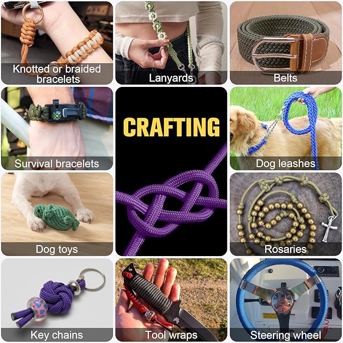 Paracord Rope 550 lb - 200ft 5/32" Parachute Cord 4MM 7-Strand para Cord - Heavy Duty Spool String for Survival,Camping Gear, Survival Bracelet, Clothesline - Purple