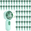 Rossesay 48 Pcs Mini Portable Fan Bulk Cute Handheld Lightweight Small Little Personal Hand Eyelash Fan 3 Speeds USB Rechargeable for Women Men Indoor Outdoor Makeup Travel (Green)