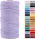 Light Purple Macrame Cotton Cord 3mm x 109 Yards for Wall Hanging, Plant Hangers, Crafts, Knitting, Decorative Projects