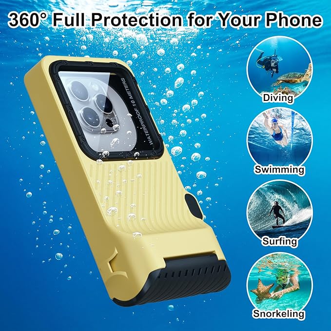 33ft Snorkeling Phone Case, Gen 4 IP68 Waterproof Housing for iPhone 16/15/14/13/12/11 Pro Max Samsung Galaxy S24/S23/S22, Touchscreen Full Protection