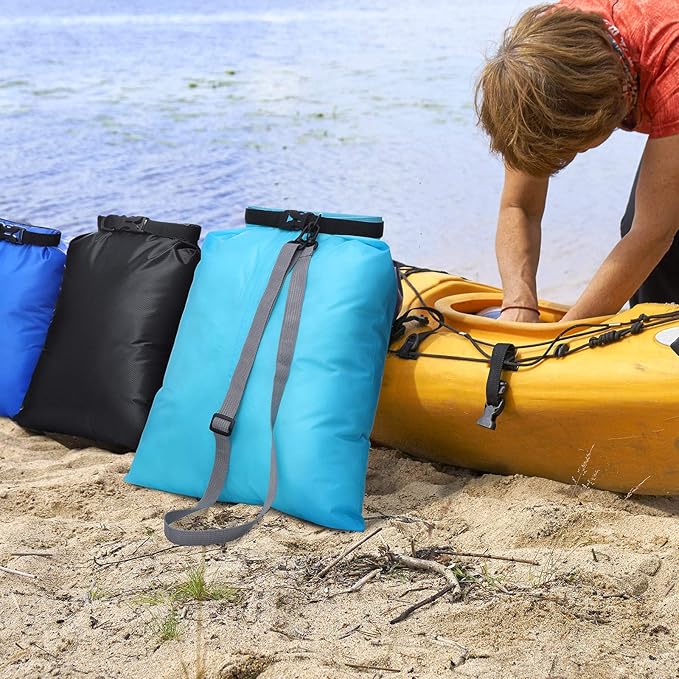Shappy 6/12 Pcs Waterproof Dry Bags, Lightweight Outdoor Waterproof Dry Stuff Sacks 15/8/5/4/3/2 L and Long Adjustable Shoulder Strap for Kayaking Rafting Boating Hiking Camping