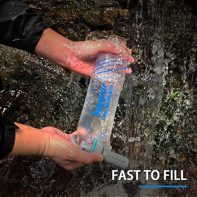 Water Filter Survival - Collapsible Water Bottle with Filter 0.01 Micron Squeeze Filtered Water Bottle 32oz for Hiking Backpacking Camping BPA-Free(White 1000ml)