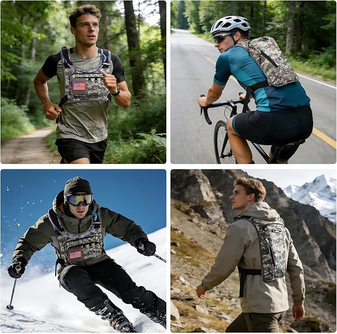 Maelstrom Running Vest, Detachable Hydration Backpack for Men Women with 2L Water Bladder & Chest Pack, Breathable Hiking Water Backpack for Cycling, Climbing, Marathon
