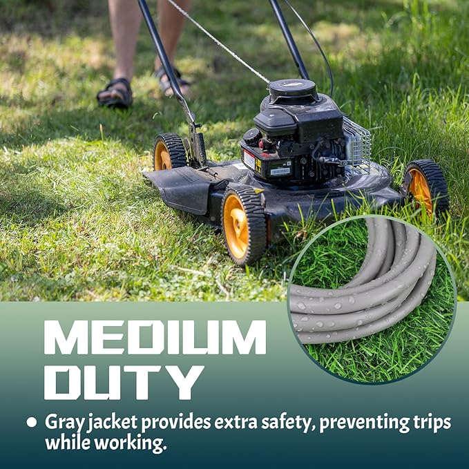 Indoor Outdoor Extension Cord 30 FT, 16/3 SJTW Weatherproof Grey Electrical Cords, 13 AMP Heavy Duty 3 Prong Power Cable Great for Garden, Landscaping & Holiday Decorations