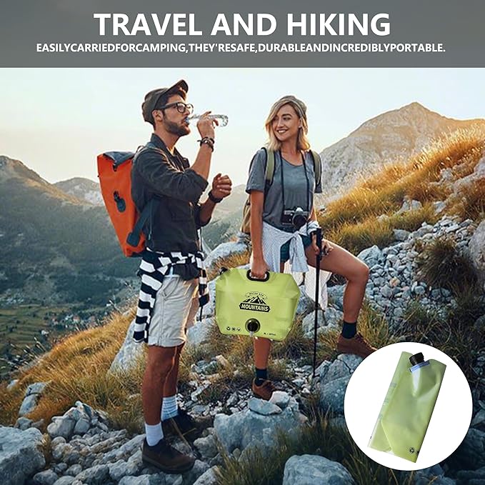 Collapsible 8L Water Storage Bag, BPA-Free Portable Folding Water Jug with Adjustable Faucet, Leakproof Emergency Water Bag for Camping, Hiking, Riding, Outdoor Sport (2, Green)
