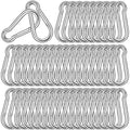 60PCS M8 Heavy Duty Carabiner Clip, 3Inch Snap Hook Quick Link Small Carabiner Clips,Spring Link Buckle for Fishing Camping Hammock Dog Leashes-550LBS Holding Capacity (Silver)