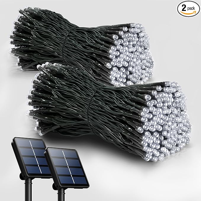 Selarlyt 2 Pack Solar Christmas Lights Outdoor, 72FT 200 LED Solar String Lights with 8 Lighting Modes, IP65 Waterproof Solar Lights Outdoor for Xmas Garden Party Tree Decor