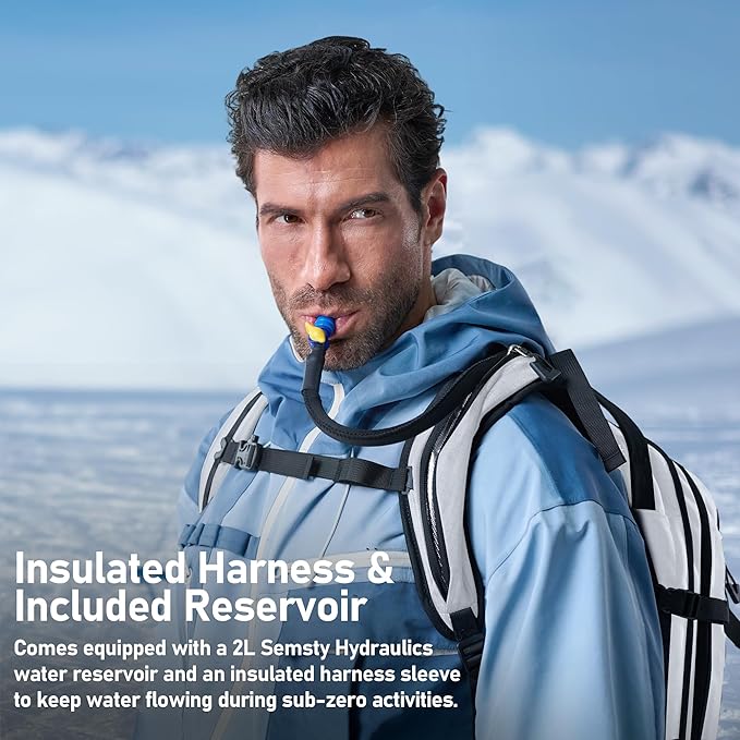 Ski and Snowboard Hydration Backpack, with 2L Water Reservoir and Insulated Harness, 30L Hydration Pack for Skiing, Hiking