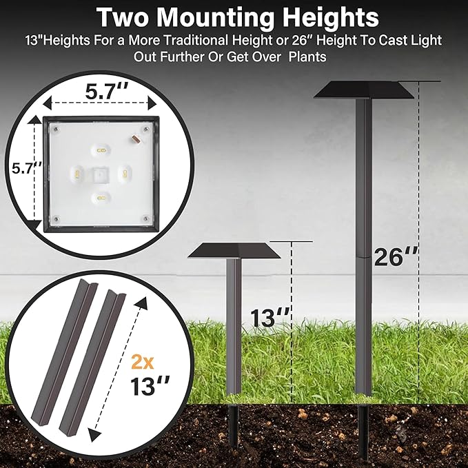 Super Bright 300 Lumens Solar Pathway Lights Outdoor, 2 Lighting Color Modes Warm White & Daylight, Waterproof Landscape LED Lighting for Walkway, Garden, Driveway, Yard – Easy Installation (4 Pack)